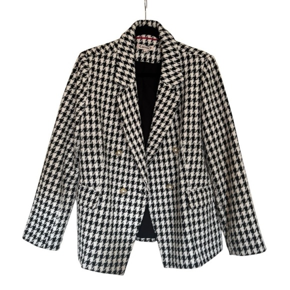 Nanette Lapore Black and White Houndstooth Blazer Size 12 - Picture 1 of 8
